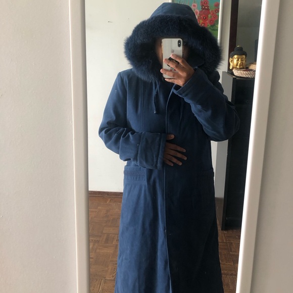 NUAGE long jacket with real Fox fur with detachable hoodie. - Picture 2 of 7